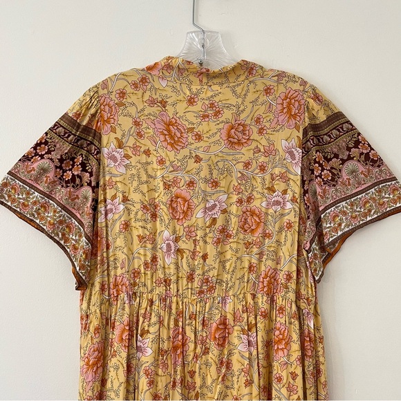 A Beautiful Soul Floral Tie Ribbon Tiered Ruffled Hem Flowy Maxi Dress XL - Picture 7 of 14